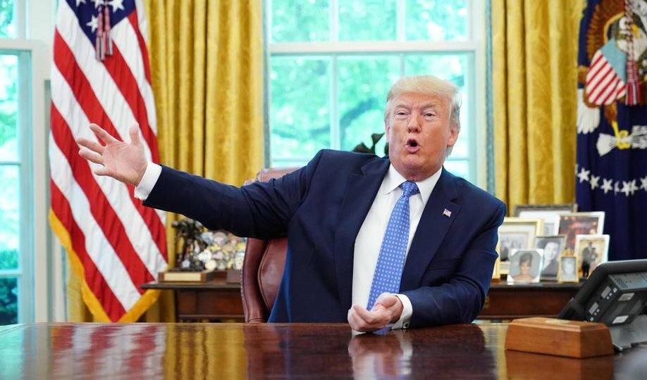 O presidente dos Estados Unidos, Donald Trump, na Casa Branca, Washington, 25 de junho
