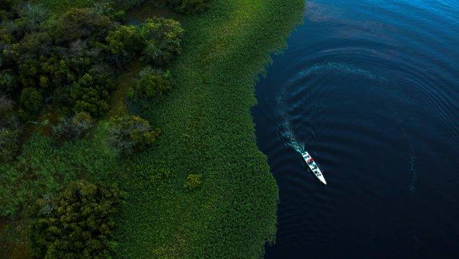 Vista aérea de trecho da reserva de Mamirauá, na Amazônia brasileira.