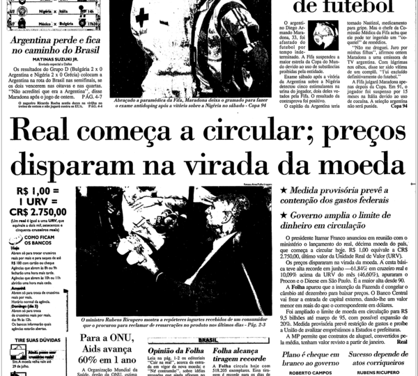 Plano Real: Capa Folha de S.Paulo 1994
