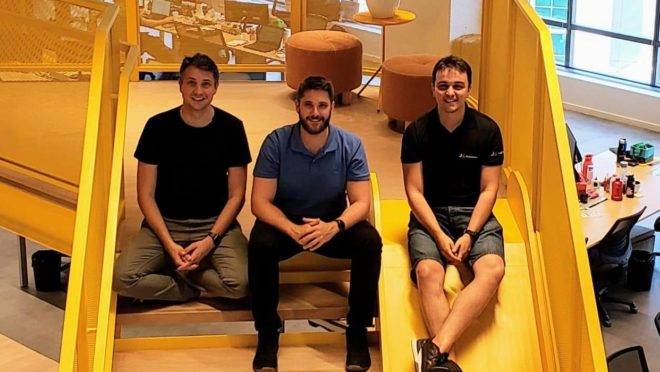 Erick Moutinho, Anderson Moutinho e Victor Barros, sócios da startup Eskolare.