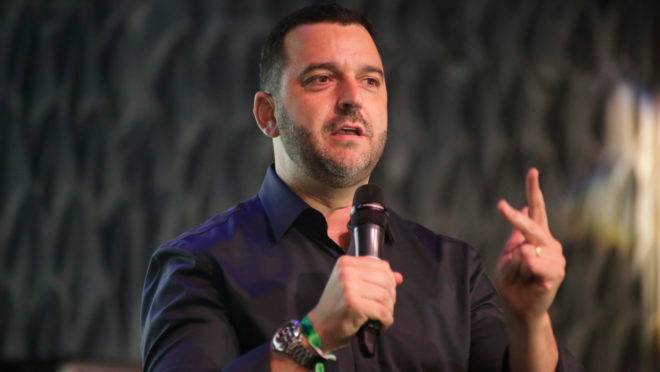 Eduardo Jaime, presidente da ADVB-PR, em evento no Hard Rock Cafe Curitiba, quando foram anunciadas as novidades do Prêmio Top de Marketing 2019.