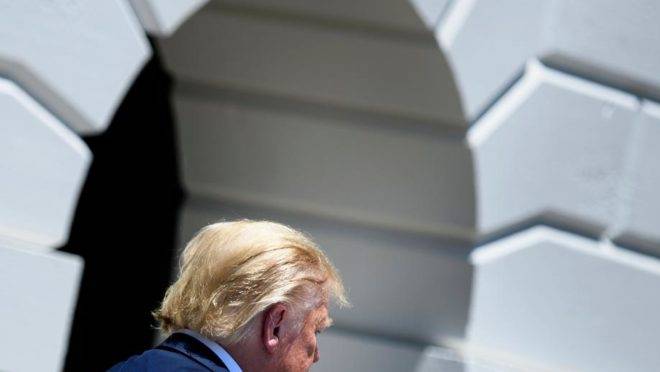 O presidente dos Estados Unidos, Donald Trump, após falar em evento na Casa Branca, 15 de julho
