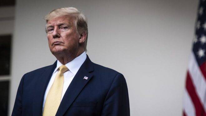 O presidente americano Donald Trump no Rose Garde, na Casa Branca, em Washington, 11 de julho