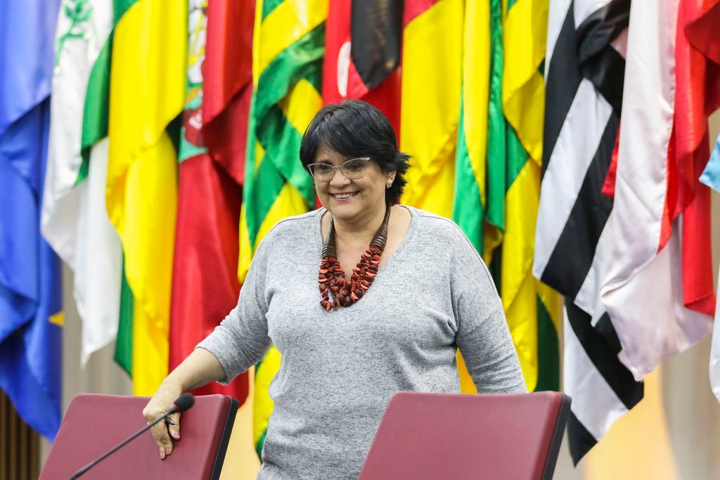 A ministra da Mulher, da Família e dos Direitos Humanos (MMFDH), Damares Alves, apresenta balanço das ações das oito secretarias nacionais que compõem o ministério e a Ouvidoria Nacional dos Direitos Humanos nos 200 dias do governo.Brasília - E/D. Ministra da Mulher, da Família e dos Direitos Humanos, Damares Alves, e o secretario executivo do ministerio, Sergio Carazza
