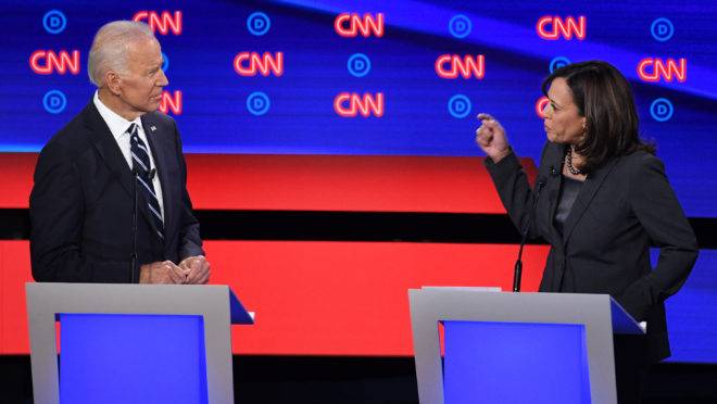 joe biden e kamala harris no debate da CNN