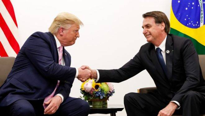 Trump e Bolsonaro se encontram em reunião do G20, que ocorreu em junho na cidade de Osaka, no Japão.
