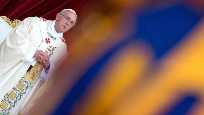 O Papa Francisco, em celebração em Roma.