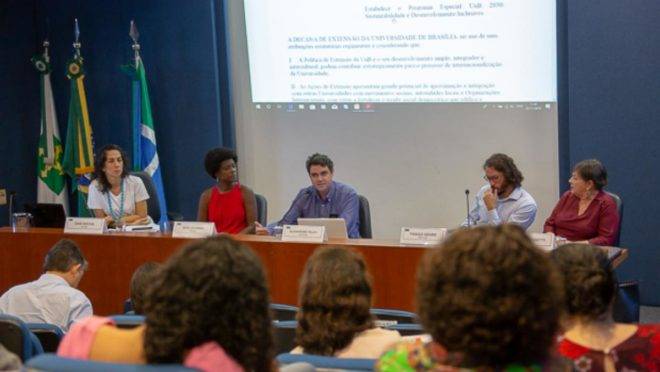 Lançamento do programa UnB 2030, que terá como foco a interdisciplinaridade em prol do desenvolvimento inclusivo e sustentável. | Raquel Aviani/Secom UnB