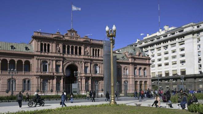 Casa Rosada, o palácio presidencial e a sede do Ministério da Economia da Argentina, em Buenos Aires, 14 de agosto de 2019