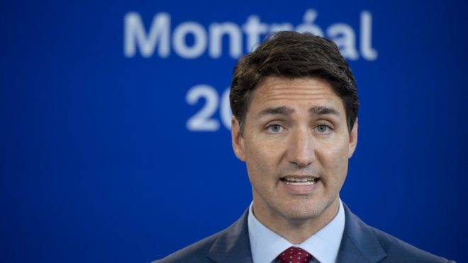 O primeiro-ministro canadense Justin Trudeau em coletiva de imprensa em 18 de julho de 2019, em Montrteal