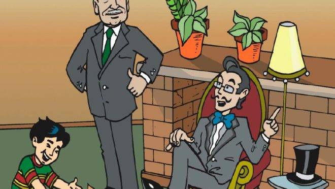 Imagem do livro infantil “Antônio e o segredo do universo em 6 lições”: menção a Mises e Bastiat.