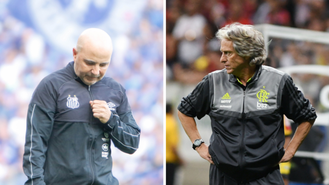 Argentino Sampoli, no Santos, e português Jesus, no Flamengo, lideram o Brasileirão