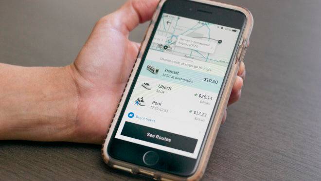 Tela de Uber em telefone celular