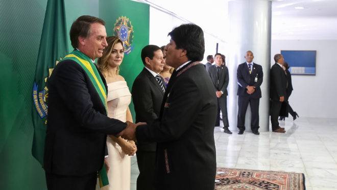 Evo Morales esteve presente na cerimônia de posse de Jair Bolsonaro como presidente do Brasil.