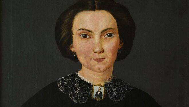 Retrato a óleo pintado pela artista paranaense Iria Correia.