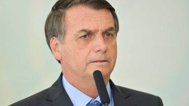 O presidente Jair Bolsonaro durante solenidade de Celebração do Dia Internacional da Juventude, no Palácio do Planalto.