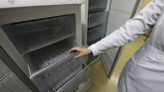 Freezer vazio no banco de leite do HC