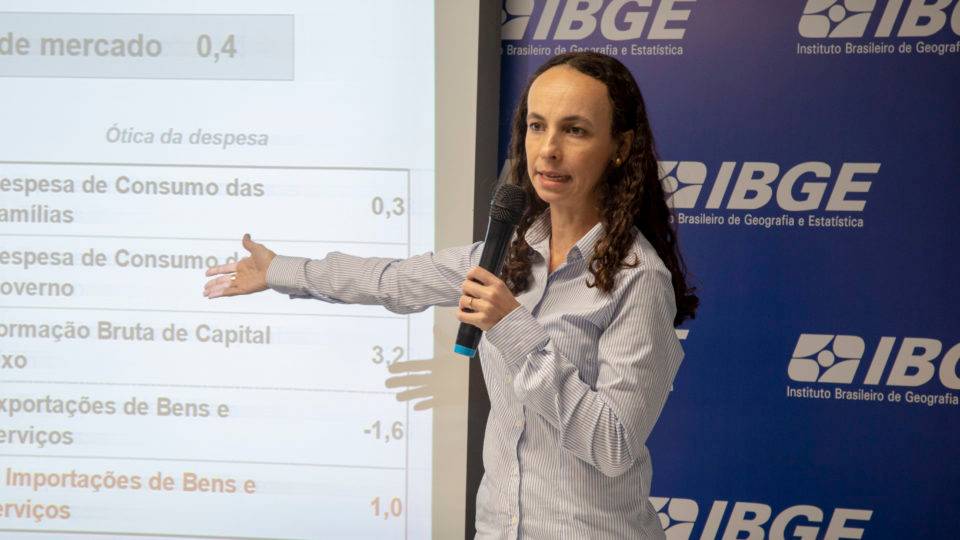 Cláudia Dionísio, gerente de Contas Trimestrais do IBGE, apresenta os dados do PIB