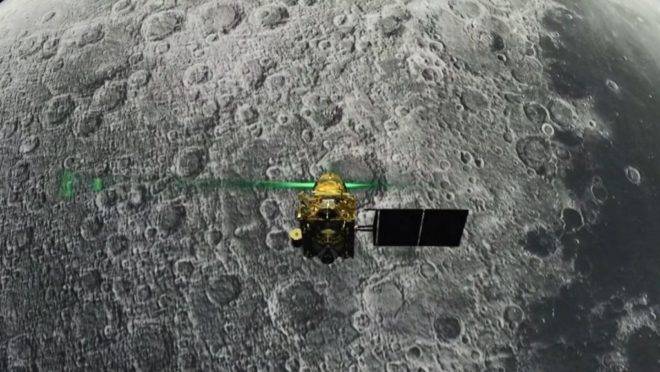 O módulo de pouso Vikram antes da tentativa de pouso lunar, em 6 de agosto de 2019