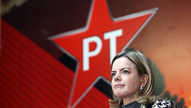 A presidente do PT, Gleisi Hoffmann.
