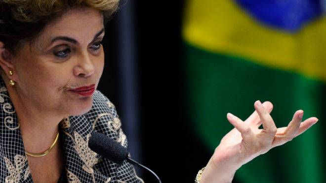 A presidente afastada Dilma Rousseff durante a sessão do Senado que votou sua cassação.