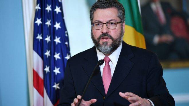 O chanceler Ernesto Araújo, durante visita aos EUA.