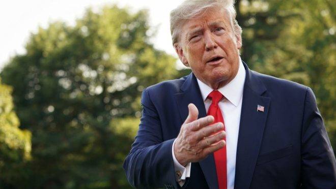 O presidente americano Donald Trump fala a jornalistas em jardim da Casa Branca, em Washington, 16 de setembro de 2019