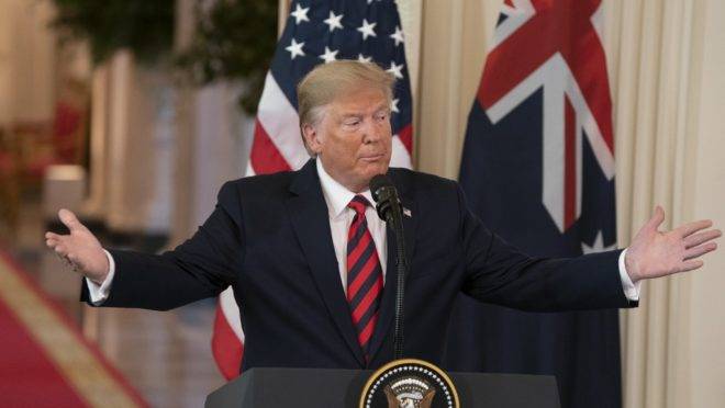O presidente dos Estados Unidos, Donald Trump, em coletiva de imprensa com o primeiro-ministro australiano Scott Morrison, na Casa Branca, Washington, 20 de setembro de 2019