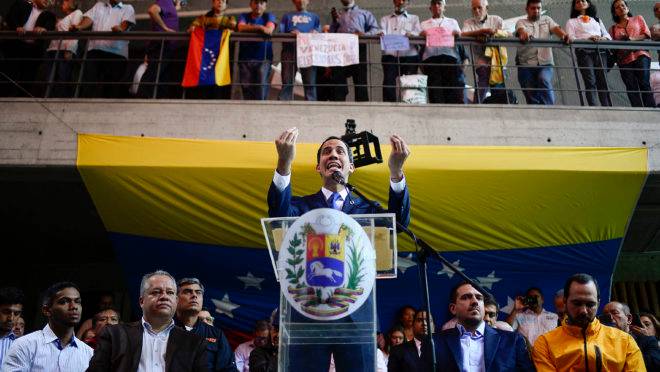 O líder da oposição venezuelana e presidente interino, Juan Guaidó