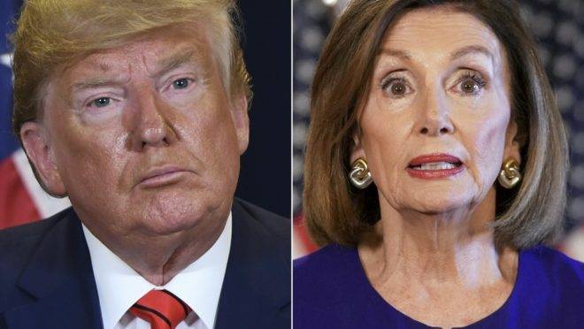 O presidente dos EUA, Donald Trump, e a líder da Câmara dos EUA, Nancy Pelosi