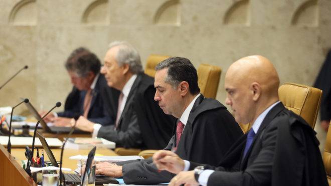 Os ministros do STF Alexandre de Moraes, Luís Roberto Barroso, Ricardo Lewandowski e Marco Aurélio Mello.