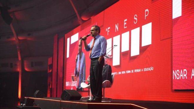 O ministro da Educação, Abraham Weintraub, durante o FNESP.