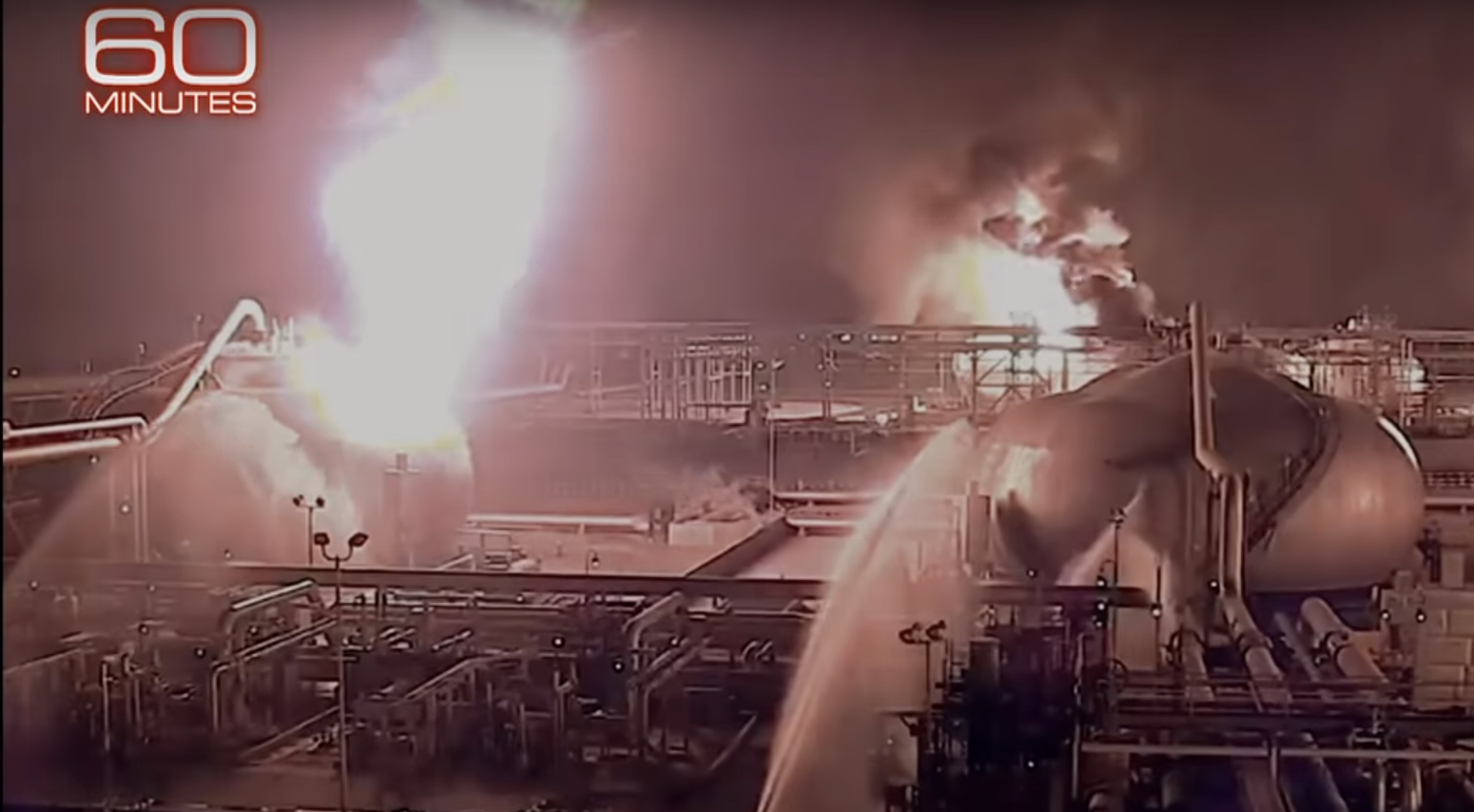 Imagens do ataque à Arábia Saudita, divulgadas pelo programa 60 Minutes, da CBS