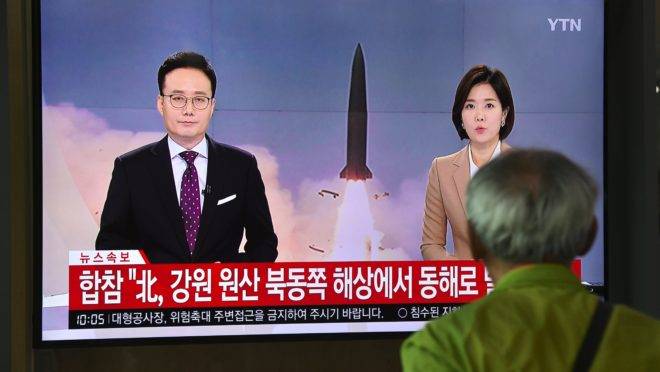 TV de Seul noticia lançamento de míssil da Coreia do Norte
