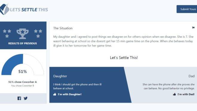 A questão aponta o conflito de um pai sobre relacionar ou não o uso de celular ao bom comportamento da filha