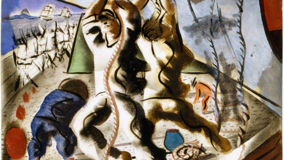 O povo da esquerda A descoberta da Terra, por Candido Portinari.