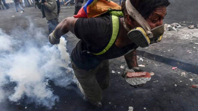 Protesto contra o governo Moreno, em Quito, no Equador