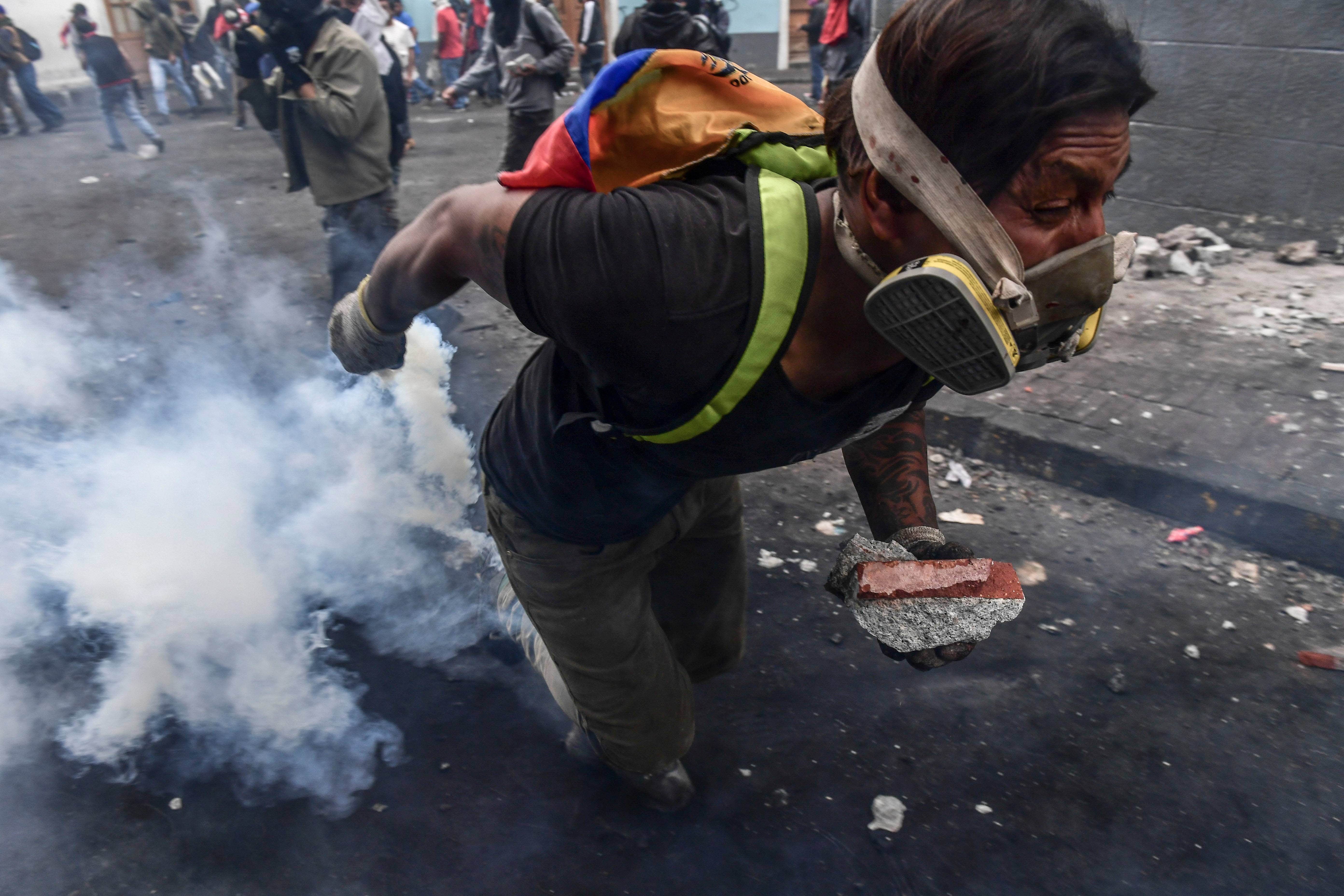 Protesto contra o governo Moreno, em Quito, no Equador