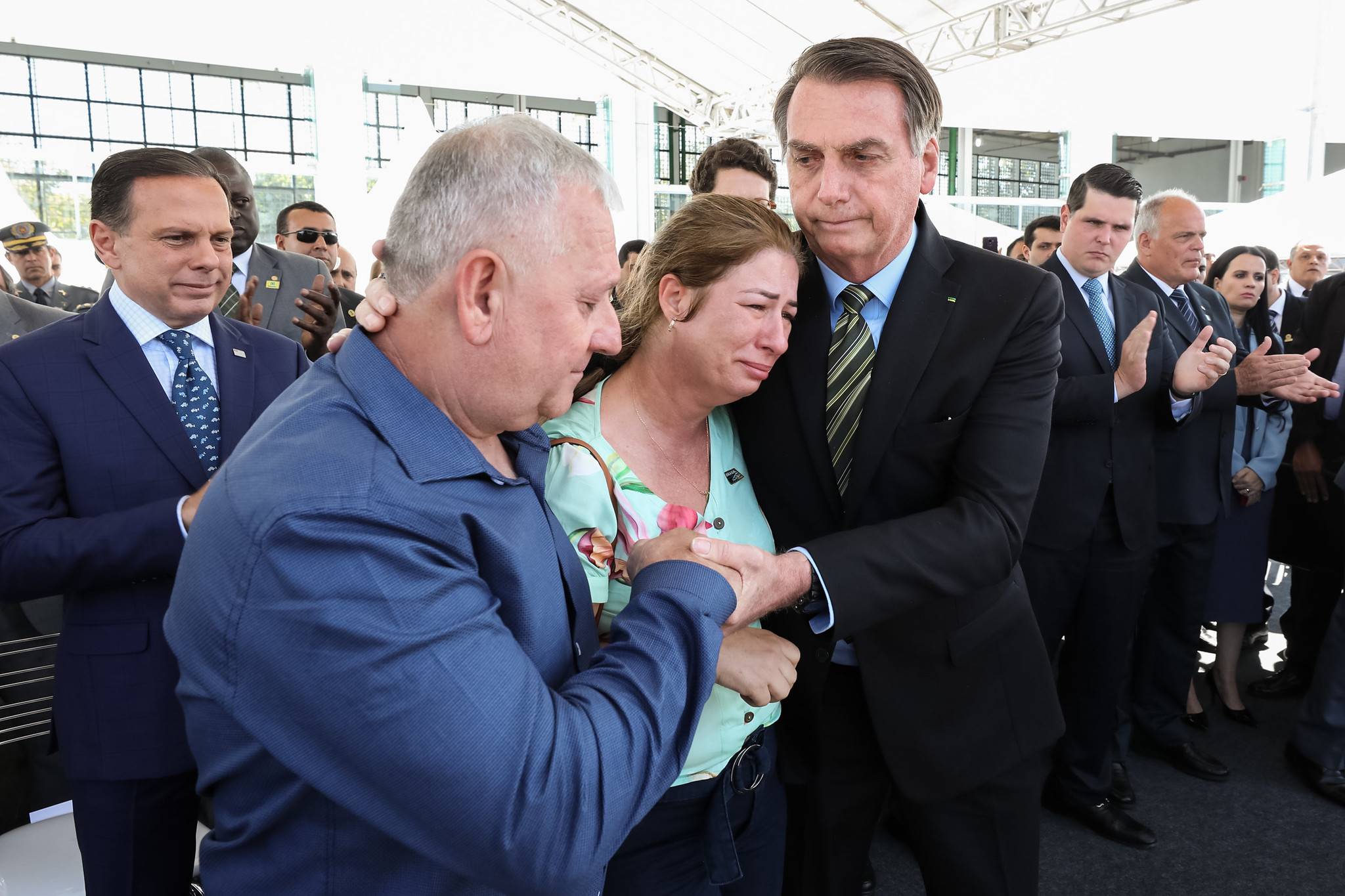Presidente Jair Bolsonaro participou de homenagem à família do PM Erik Henrique Ardenghe, morto em março de 2017.