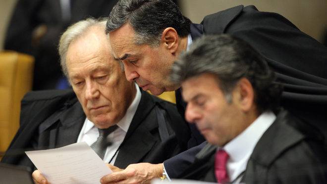 Os ministros do STF Ricardo Lewandowski, Luis Roberto Barosso e Luiz Fux.
