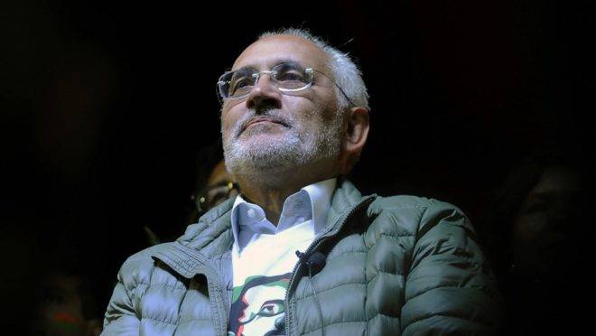 Candidato à presidência da Bolívia e ex-presidente Carlos Mesa no final da campanha em La Paz, 15 de outubro de 2019