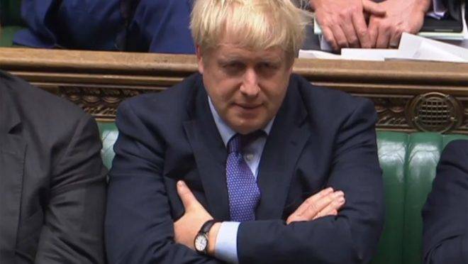 O primeiro-ministro britânico, Boris Johnson, em debate sobre o Brexit na Câmara dos Comuns, Londres, 22 de outubro de 2019