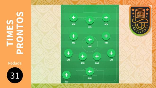 Times prontos para a 31ª rodada do Cartola FC 2019.