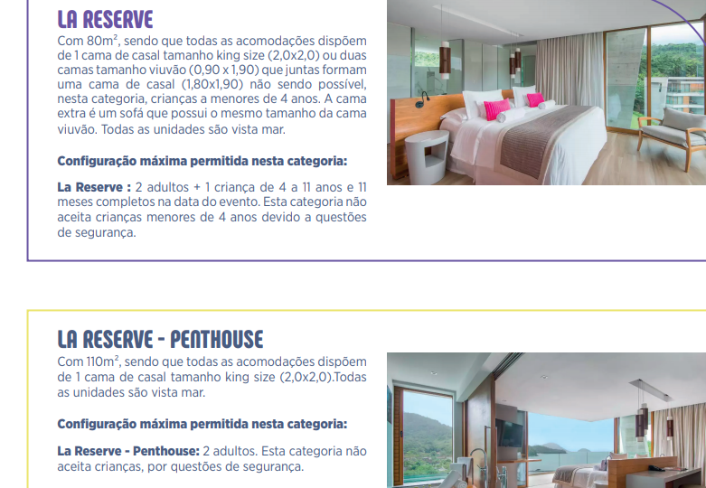 Algumas das opções de hospedagem que os procuradores tiveram no hotel de Mangaratiba (RJ).