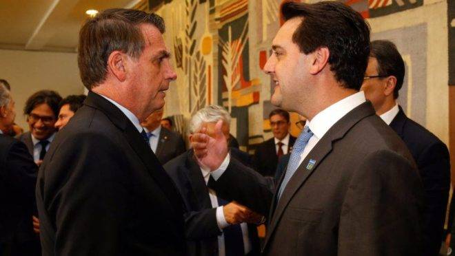 Presidente Jair Bolsonaro (PSL) e o governador do Paraná, Ratinho Junior (PSD)