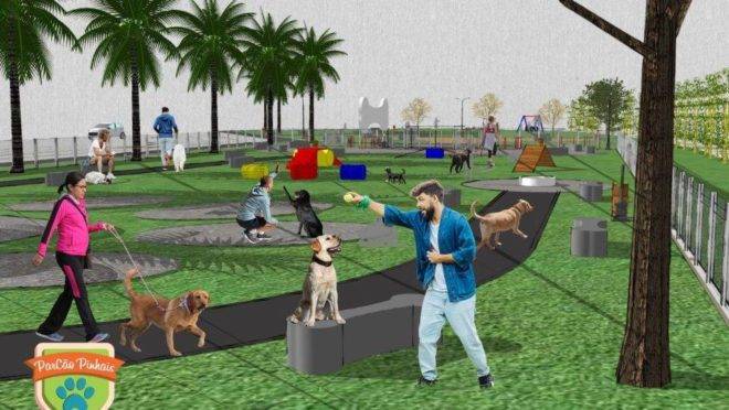 ParCão terá área cercada par que cães não fujam.