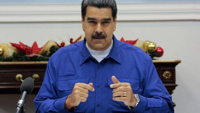 O ditador da Venezuela, Nicolás Maduro, no Palácio de Miraflores, Caracas, 8 de novembro de 2019