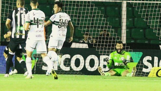 Muralha comemora defesa de pênalti. Foto: Raphael Vinicius Brauhardt/Coritiba Foot Ball Club
