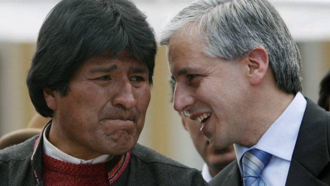 Ex-presidente boliviano Evo Morales e seu vice, Álvaro Garcia Linera