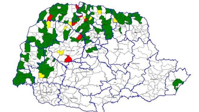 Mapa da dengue no Paraná 19/11/19.